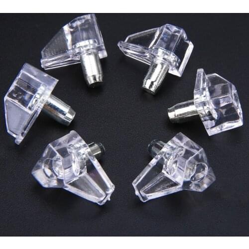 50pcs 5mm Shelf Supports Pegs Studs Clear With Metal Pins DIY Kitchen Cabinet Shelves Tools