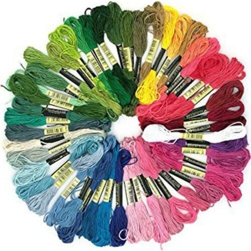 50 Skeins Embroidery Floss Thread Rainbow Colors Six-Strand Embroidery Premium Multi-Color Cross Stitch Friendship Bracelets