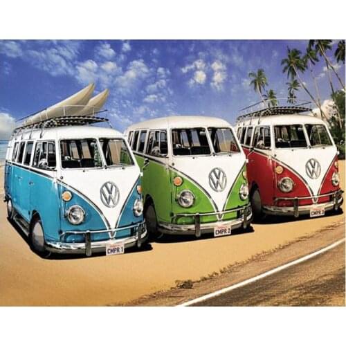 DIY Diamond Painting Cross Stitch Diamond Embroidery Full Round New Mosaic Cross Stitch Retro Car Living Room Decoration