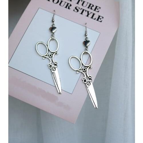 Harajuku Cool Ins Tide Restoring Ancient Ways Personality Earrings Spoon Fork Scissors Earrings Asymmetric Eardrop Men And Women