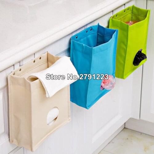 Free Ship Kitchen Cabinet Door Hanging Trash Garbage Bin Can Rubbish Container Household Cleaning Tools Waste Bins Dropshipping