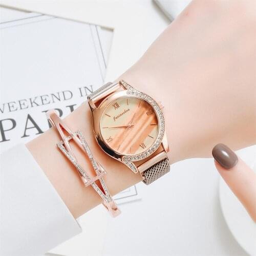 Luxury Fashion Magnetic Women Watches Rose Gold Stainless Steel Mesh Strap Ladies Quartz Wristwatches Minimalist Female Clock