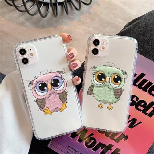 Cartoon Girl Gifts Cute Owl lovers Phone Case Transparent for iPhone 11 12 mini pro XS MAX 8 7 6 6S Plus X 5S SE 2020 XR
