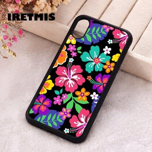 Iretmis 5 5S SE Phone Cover Case for iPhone 6 6S 7 8 Plus X Xs XR 11 12 Mini Pro Max Rubber Silicone Tropical Colorful Flower