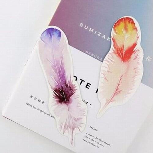 Colorful Cartoon School supplies Unisex Marker Nature Memory Birds Printing Feather Bookmark Message Card Note Card