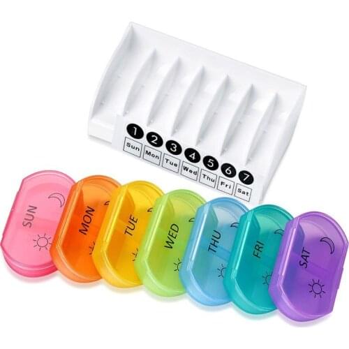 7 Day Weekly Style Morning Night Pill Holder Storage Organizer Plastic Container Case Portable Travel Pill Box 2021