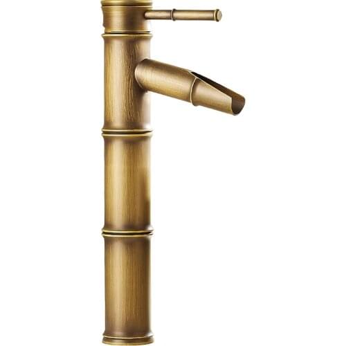 European antique bathroom sink basin faucet retro, Bamboo style single hole basin faucet vintage, Brass water tap hot and cold