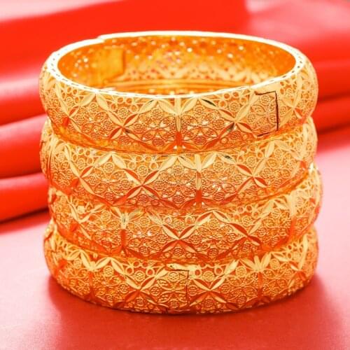 4pcs/lot Indian Bangles Gold color Bangle&Bracelet Dubai Bangles For Women Africa Jewelry Ethiopian Wedding Bride Jewelry Gift
