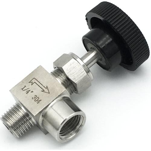 1/8" 1/4" 3/8" 1/2" BSP Female To Male Angle Needle Valve Crane Elbow 304 Stainless Flow Control Water Gas Oil 915 PSI