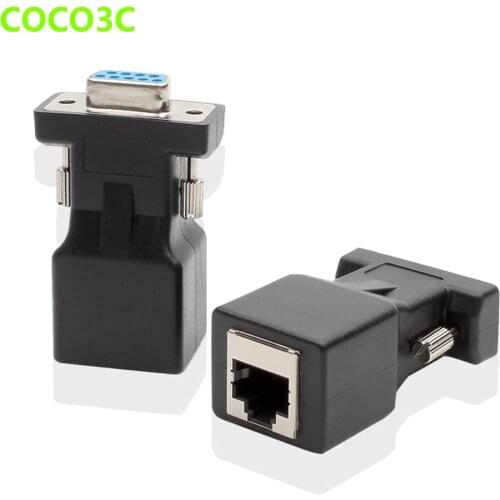RS-232 Female to RJ45 Female Connector Convertor DB9 Serial COM Port to LAN CAT5 CAT6 RJ45 Network Ethernet Cable Adapter