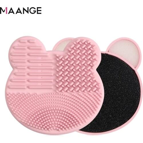 MAANGE 1PCS Makeup Brushes Cleaner Washing Brush Pad Cleaning Mat Dry&Wet Removal Cosmetic Make Up Brush Clean Tool Scrubber Box