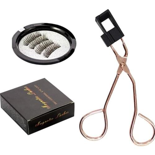 Natural Look Magnetic Eyelashes Applicator Tool Kit Glue-free Magnetic Eyelash Clip Eyelashes Set with 1 Pair Lash