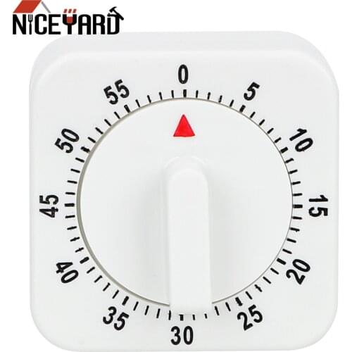 NICEYARD 60 Minutes Mechanical Timer Kitchen Timer Countdown Alarm Reminder Cooking Tools White Square Practical