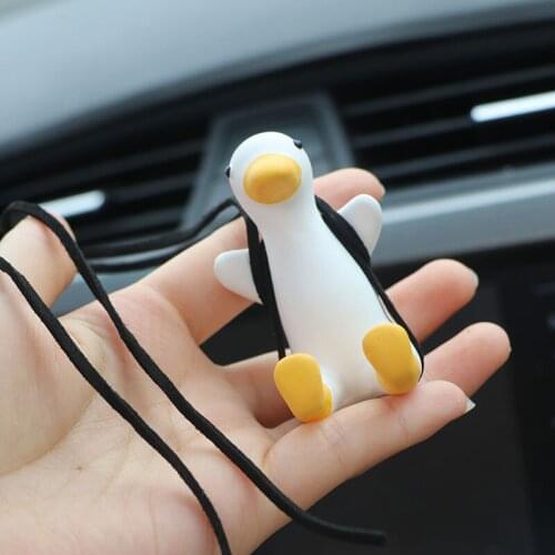 Cute Anime Car Accessorie Swing Duck Pendant Auto Rearview Mirror Ornaments Birthday Gift Auto Decoraction Car Fragrance