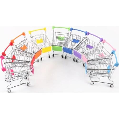 9 Colors Mini Children Kids Handcart Simulation Supermarket Shopping Cart Baby Pretend Play Toys Stroller for Dolls Pretend Toy