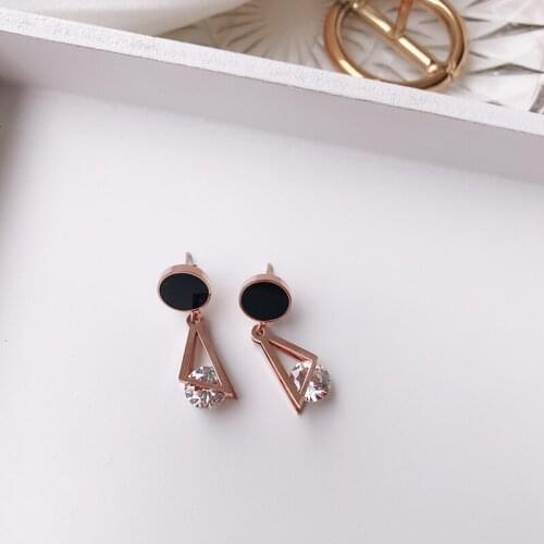 Trendy Titanium Steel Water Drop Earrings For Women
