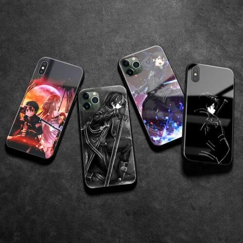 SAO Sword Art Online Kirito Anime silicone glass Phone case cover for iPhone SE 6 6s 7 8 Plus X XR XS 11 12 mini Pro max