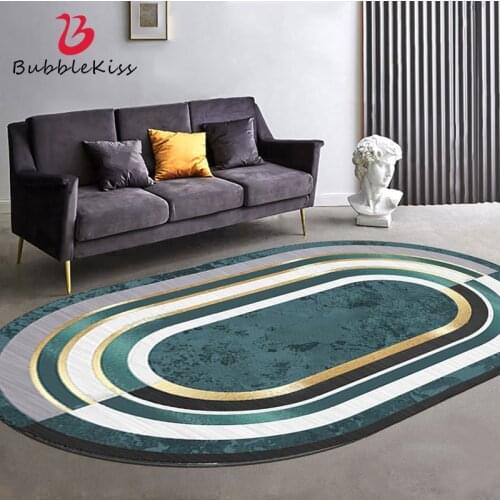 Bubble Kiss Oval Green Carpet Light Luxury Home Living Room Rug Simple Geometric Carpet Door Mat Rugs For Bedroom Decor Area Rug