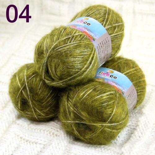 Batch 3 ballsx 50g new mohair cotton shawl sweater hat hand knitted crochet yarn green 822-04-3