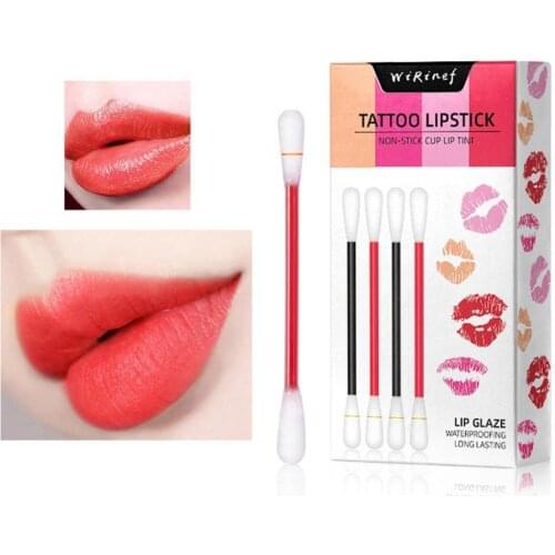 Lip Glaze Lipstick Cotton Swab Boxed Lip Brush Stained Lip Liquid Disposable Cup Of Lipstick Liquid Tattoolipstick