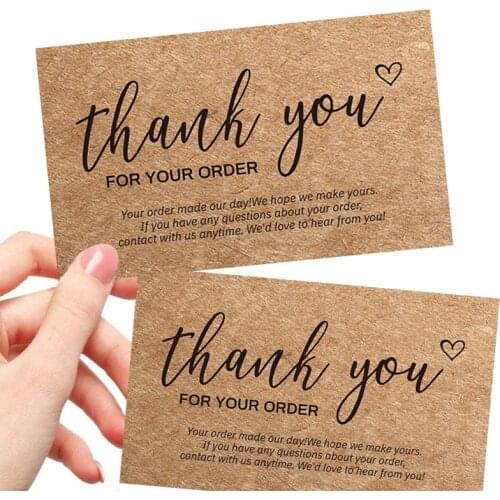 30Pcs Thank You for Your Order Cards kraft paper Thanks Greeting Card Appreciation Cardstock Owners Sellers 2021 New Arrival