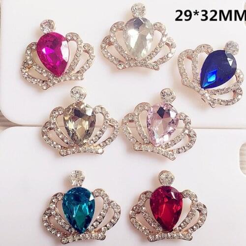 Hot Sale wholesale 20pcs/lot 29*32mm Diamond button rhinestone appliques Crystal DIY wedding hair decoration Accessories YF91