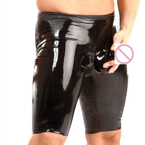 Sexy Mens lingerie Faux Leather boxers Short Pants Latex gay Costume Fetish Sexy Costume PVC sexy pants For Men
