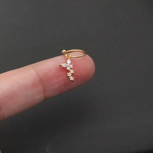 1 PCS Cute Small Zircon Butterfly Shape Charm Ear Cartilage Clip Cuff Gold Color Steel Piercing Circle Earring Ear Hoop Jewelry