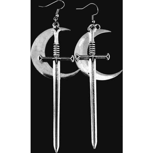 Crescent Moon Sword Earrings Gothic jewelry warrior gift medieval dagger pendant witch classic fashion women 2020 new beautiful