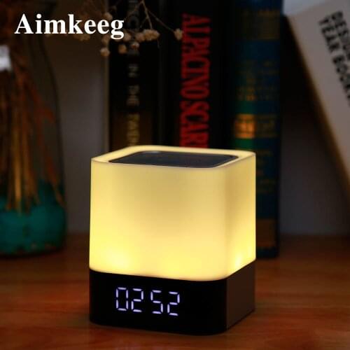 LED Alarm Clock USB Wireless Bluetooth Speaker LED Digital Electronic Alarm Clock Touch Dimming Table Lamp Colorful Night Light