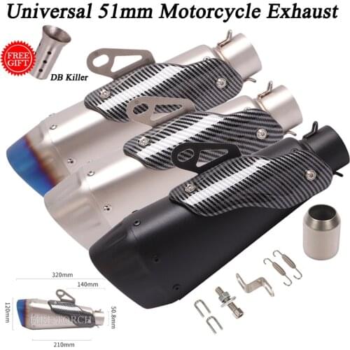 51MM Universal Motorcycle Exhaust Pipe Modified Carbon Fiber Cover Moto Escape For Ducati V4 MT-03 CBR500 GSX750R Ninja 250