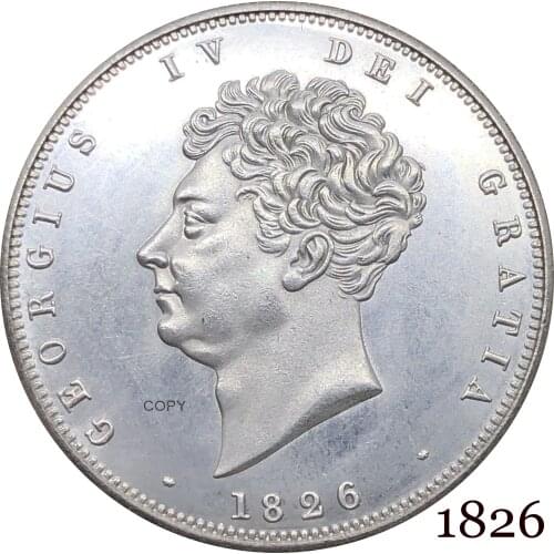 United Kingdom 1826 George IV 1/2 Half Crown BRITANNIARUM Copy Coin Cupronickel Silver Plated Replica Coins