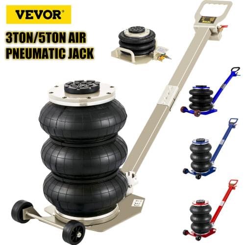 VEVOR 3 Ton Car Pneumatic Jack Triple Bag Air Jack Fast Lifting Height 16 Inch/40cm with Adjustable Handle for Van SUV Car ORV