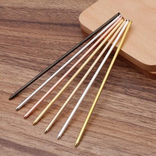 130x3mm Blank Chinese Hair Stick Hairpins with a Loop Findings for Women Jewelry Wedding Bridal Bridesmaid Hair Clip Pins