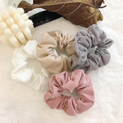 Fashion Corduroy Hair Scrunchie Elastic Hair Bands Solid Hair Ties Gum for Women Girls Headwear Ponytail Holder Hair Accessories