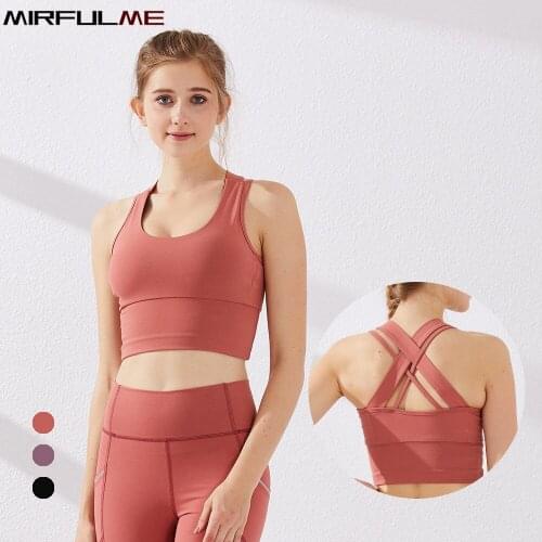 Women Sport Bras Shockproof Yoga Bra Padded Female Gym Vest Cross Straps Fitness Tank Tops Running Underwear Quick Dry Crop Tops