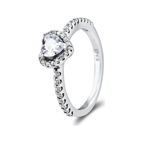 Clear CZ Elevated Heart Ring Jewelry 925 Sterling Silver Female Rings for Women Simple Classic Love Rings Jewelry Accessory