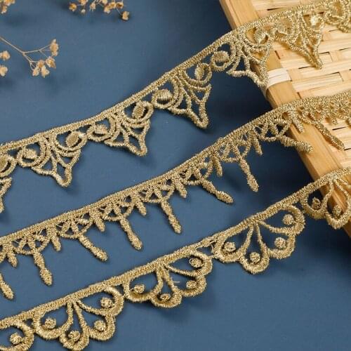 Zsbszc 2 yards Width 1.8-2.2CM sewn gold lace trim braid lace DIY garment accessories macrame embroidery lace JDB34 JDB35 JDB37