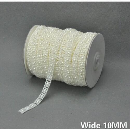 10MM Wide White Beige Glitter Plastic Beads 3d Lace Trim Webbing Ribbon Garment Accessories Wedding Christmas Home Decoration
