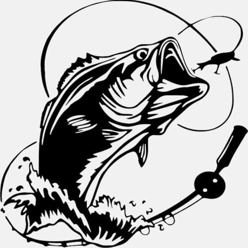 17CM*17CM Car Sticker Bass Fish Ocean Sea Car Truck Window KK Vinyl Decal Black/Silver Car Accessories