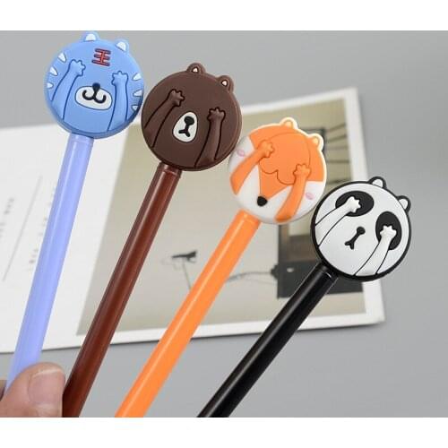 36 pcs/lot Cartoon Pnada Bear Fox Gel Pen Cute Animal 0.5 mm black Ink Signature Pens Promotional Gift Office School Supplies