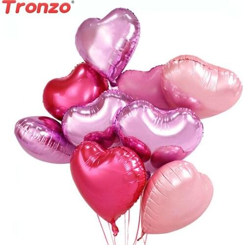 Tronzo Wedding Party Balloons Colorful Heart Aluminium Foil Balloon Love Party Wedding Birthday Party Heart Supplies Decor 50pcs