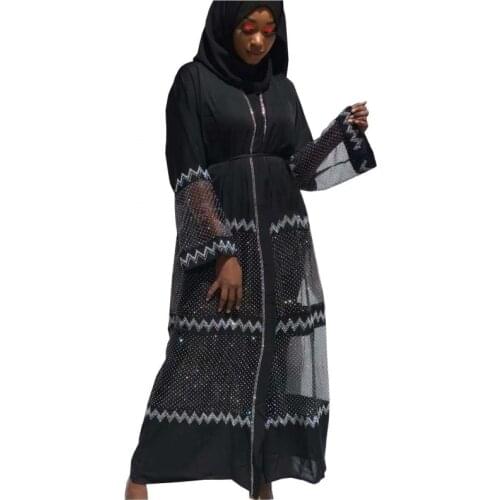 African Dresses for Women Dashiki Diamond Long Maxi Dress African Clothes Bazin Plus Size Abaya Dubai Muslim Dress Robe Africain