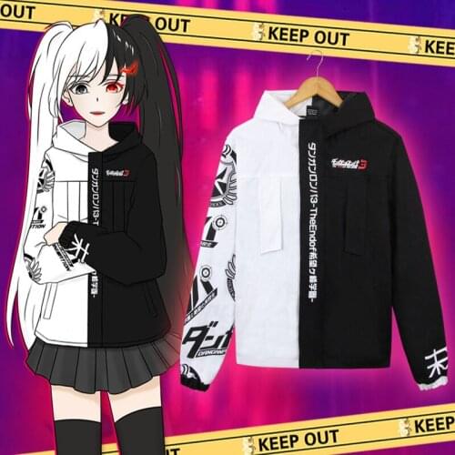 Anime Danganronpa Hoodies Monokuma Cosplay Costumes Hoodie Hoody Casual Coat Sweatshirts Halloween Party Daily Jacket Coat