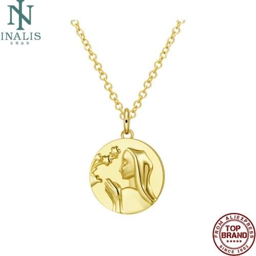 INALIS Trendy Gold Color Chain Necklaces For Women Our Lady Pattern Necklace Hot Sale Fashion Jewelry Festival Gift To Friend