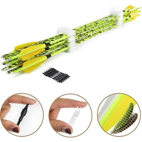 Pinals Archery Carbon Arrows Spine 300 340 400 500 600 Shaft Turkey Feather for Compound Recurve Bow Hunting Shooting Camo