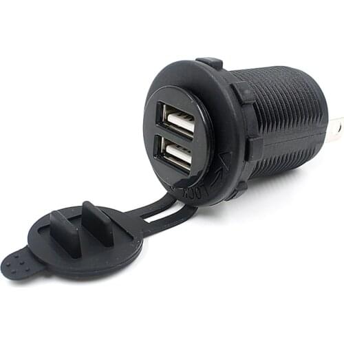 DC 12V / 24V Car Cigarette Lighter USB Car Charger Adapter Recessed Car Accessories 5V 2.1A/2.1A Socket Universal Dual