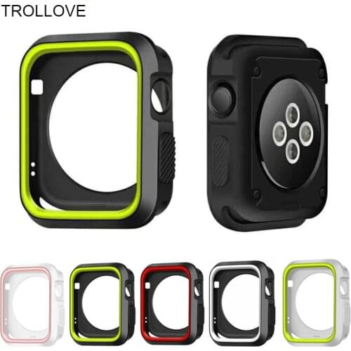 Dual Colors Soft Silicone Case For Apple Watch Series 4 3 2 1 Cover Full Protection Rubber Case for iWatch 5 40mm 44mm 38mm 42mm