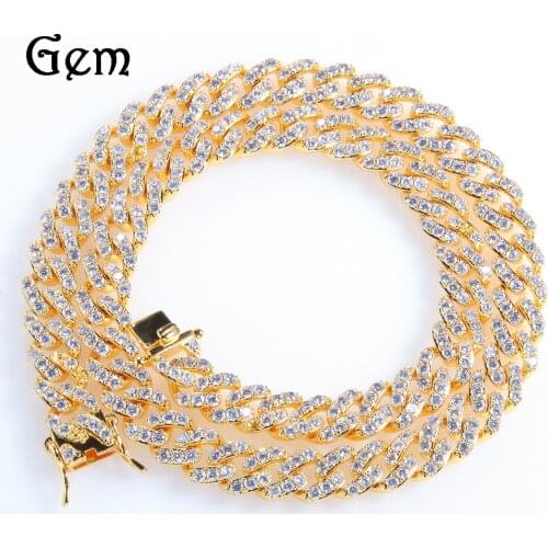 European Hip Hop 9mm Zircon Cuban Necklace for Men and Women Couple Simple Necklace