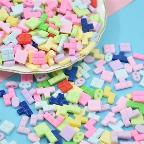 Julie Wang 40PCS Resin Small Tetris Pig Nose Charms Random Mixed Pendants Bracelet Jewelry Making Accessory Decor